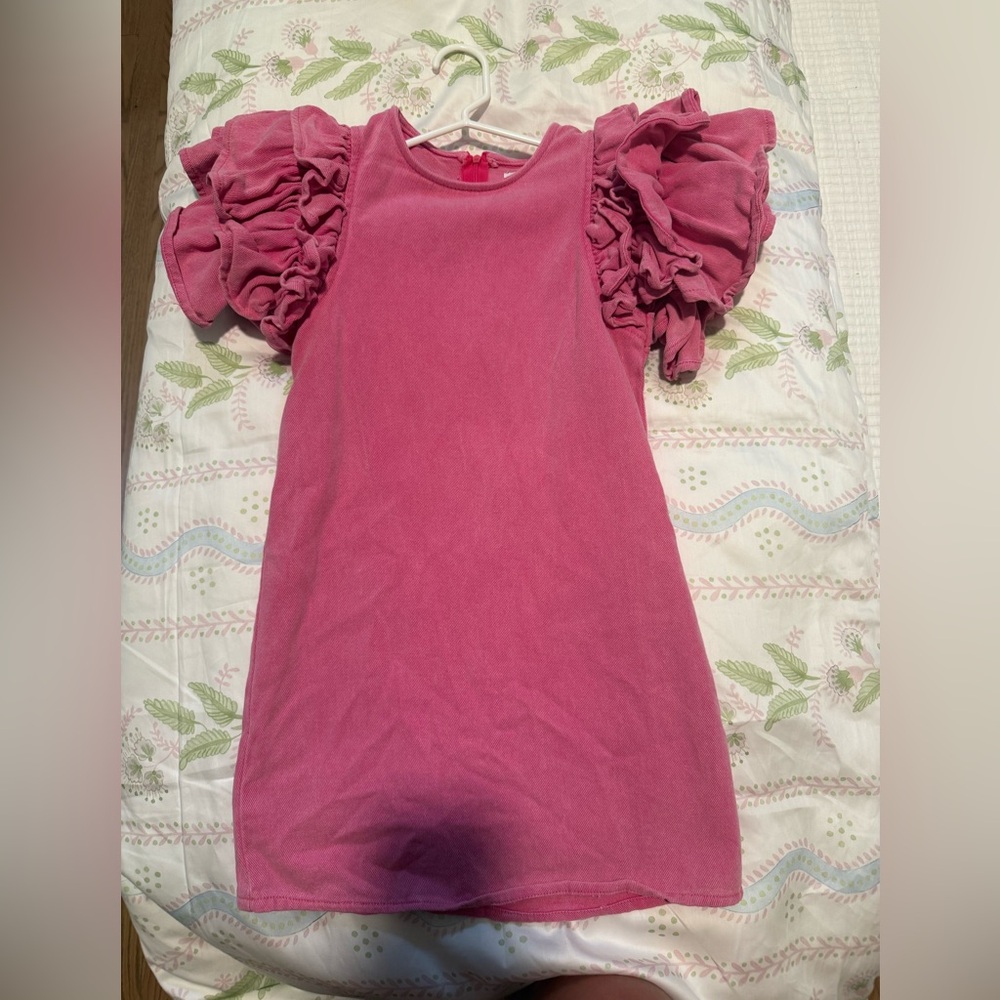Lola + The Boys Fuchsia Dress with Ruffled Sleeves